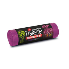 Мешки для мусора особо прочные 120 л, фиолетовые, в рулоне 10 шт., ПНД, 100х67 см, 12 мкм, GRIFON