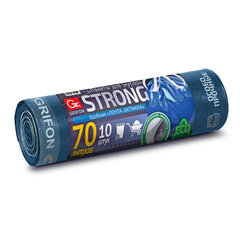 Мешки для мусора 70 л, синие, с ЗАВЯЗКАМИ, в рулоне 10 шт., ПВД, 60х78 см, 20 мкм, GRIFON