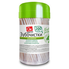 Зубочистки деревянные КОМПЛЕКТ 200 шт., в диспенсере, GRIFON