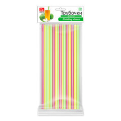Трубочки для коктейлей прямые пластиковые 8х240 мм, цветные, КОМПЛЕКТ 50 шт., GRIFON