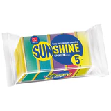 Губки для посуды 80х56х27 мм, КОМПЛЕКТ 5 шт., поролон/абразив, "Sunshine", GRIFON, 910-004