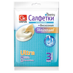 Салфетки из вискозы ULTRA, 30&times;38 см, 70 г/<wbr/>м<sup>2</sup>, КОМПЛЕКТ 3 шт., GRIFON