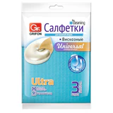 Салфетки из вискозы ULTRA, 30х38 см, 70 г/м<sup>2</sup>, КОМПЛЕКТ 3 шт., GRIFON, 910-007