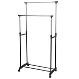 Вешалка для плечиков двухъярусная BOOMHOUSE (БУМХАУС) GR-003 (В900-1600xШ800xГ400 мм), пластик/металл, черный/хром, 701438