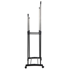 Вешалка для плечиков двухъярусная BOOMHOUSE (БУМХАУС) GR-003 (В900-1600xШ800xГ400 мм), пластик/металл, черный/хром, 701438