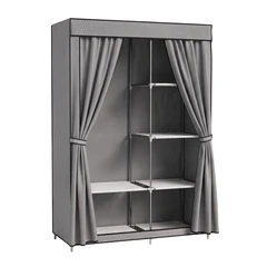 Шкаф для одежды с чехлом BOOMHOUSE (БУМХАУС) WB-001 (В1650хШ1050хГ450 мм), 6 полок, металл/<wbr/>пластик, серый, 701446