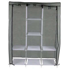 Шкаф для одежды с чехлом BOOMHOUSE (БУМХАУС) WB-002 (В1660хШ1250хГ440 мм), 8 полок, металлический каркас, серый, 701447
