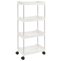 Этажерка (тележка) BOOMHOUSE (БУМХАУС) RC-040 4 яруса, на колесах, В87хШ40хГ22 см, металл/<wbr/>пластик, белая/<wbr/>хром, 701454