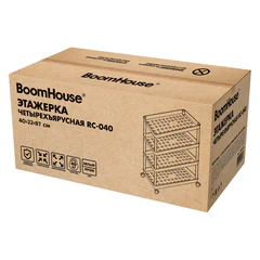 Этажерка (тележка) BOOMHOUSE (БУМХАУС) RC-040 4 яруса, на колесах, В87хШ40хГ22 см, металл/<wbr/>пластик, белая/<wbr/>хром, 701454