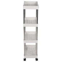 Этажерка (тележка) BOOMHOUSE (БУМХАУС) RC-040 4 яруса, на колесах, В87хШ40хГ22 см, металл/<wbr/>пластик, белая/<wbr/>хром, 701454
