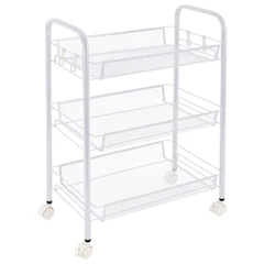 Этажерка (тележка) BOOMHOUSE (БУМХАУС) RC-003 3 яруса, на колесах, В62,5хШ42,5хГ25,5 см, металл, белая, 701456