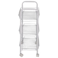 Этажерка (тележка) BOOMHOUSE (БУМХАУС) RC-003 3 яруса, на колесах, В62,5хШ42,5хГ25,5 см, металл, белая, 701456