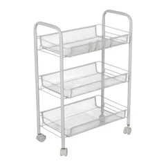 Этажерка (тележка) BOOMHOUSE (БУМХАУС) RC-003 3 яруса, на колесах, В62,5хШ42,5хГ25,5 см, металл, белая, 701456