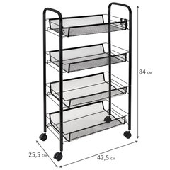 Этажерка (тележка) BOOMHOUSE (БУМХАУС) RC-004 4 яруса, на колесах, В84хШ42,5хГ25,5 см, металл, черная, 701457