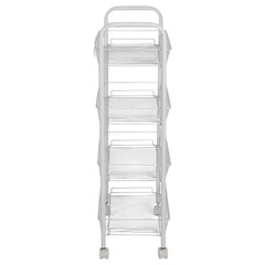 Этажерка (тележка) BOOMHOUSE (БУМХАУС) RC-004 4 яруса, на колесах, В84хШ42,5хГ25,5 см, металл, белая, 701458