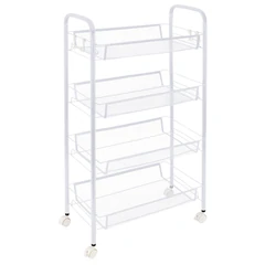 Этажерка (тележка) BOOMHOUSE (БУМХАУС) RC-004 4 яруса, на колесах, В84хШ42,5хГ25,5 см, металл, белая, 701458