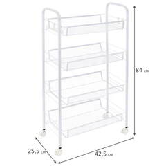 Этажерка (тележка) BOOMHOUSE (БУМХАУС) RC-004 4 яруса, на колесах, В84хШ42,5хГ25,5 см, металл, белая, 701458
