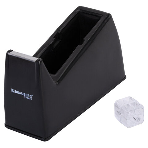 Диспенсер для клейкой ленты ЧЕРНЫЙ (Лента в Подарок!), утяжеленный большой, BRAUBERG, 701459