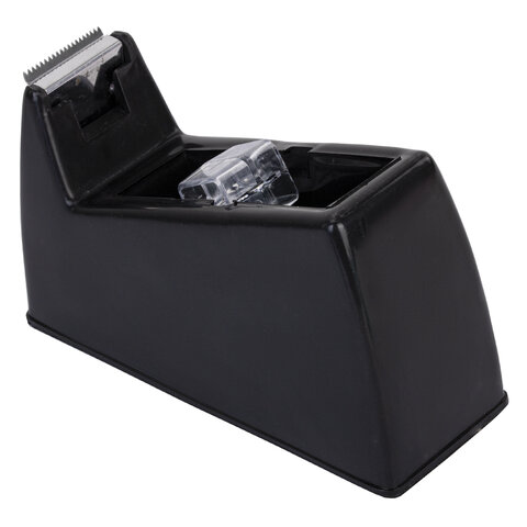 Диспенсер для клейкой ленты ЧЕРНЫЙ (Лента в Подарок!), утяжеленный большой, BRAUBERG, 701459