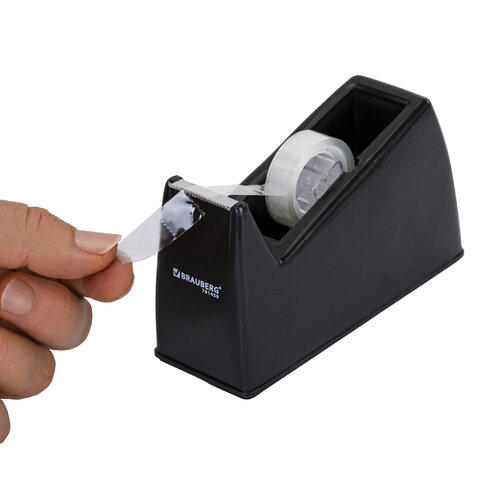 Диспенсер для клейкой ленты ЧЕРНЫЙ (Лента в Подарок!), утяжеленный большой, BRAUBERG, 701459