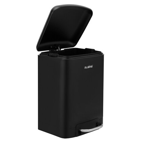 Ведро мусорное с педалью 6л, крышка с доводчиком, черное матовое, металл, LAIMA ULTRA, 701564