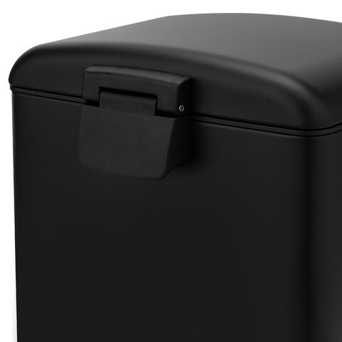Ведро мусорное с педалью 12л, крышка с доводчиком, черное матовое, металл, LAIMA ULTRA, 701565