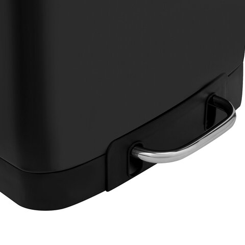 Ведро мусорное с педалью 12л, крышка с доводчиком, черное матовое, металл, LAIMA ULTRA, 701565