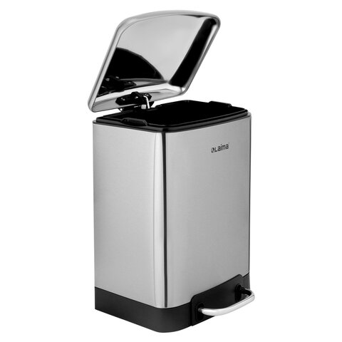Ведро мусорное с педалью 6л, крышка с доводчиком, стальное, БЕЗ ОТПЕЧАТКОВ, LAIMA ULTRA, 701567