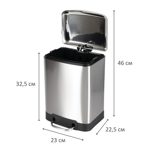 Ведро мусорное с педалью 6 л, крышка с доводчиком, стальное, БЕЗ ОТПЕЧАТКОВ, LAIMA ULTRA, 701567