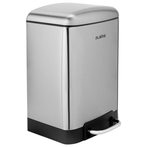 Ведро мусорное с педалью 6л, крышка с доводчиком, стальное, БЕЗ ОТПЕЧАТКОВ, LAIMA ULTRA, 701567
