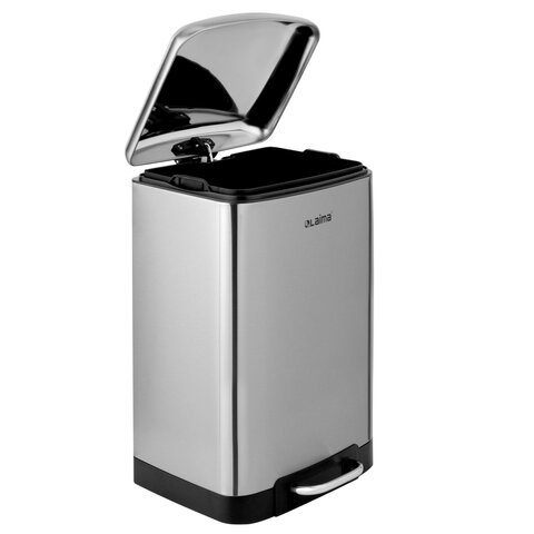 Ведро мусорное с педалью 12л, крышка с доводчиком, стальное, БЕЗ ОТПЕЧАТКОВ, LAIMA ULTRA, 701568