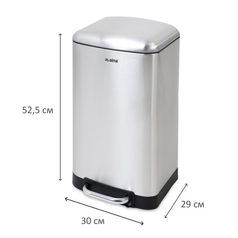 Ведро мусорное с педалью 20 л, крышка с доводчиком, стальное, БЕЗ ОТПЕЧАТКОВ, LAIMA ULTRA, 701570