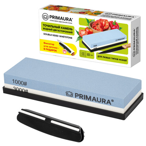 Точильный камень водный, 1000/3000 грит, с фиксатором угла заточки, PRIMAURA (ПРИМАУРА), 701627