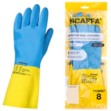 Перчатки латексно-неопреновые SCAFFA "Спектр", КЩС-1, хлопчатобумажное напыление, размер 8, M (средний)