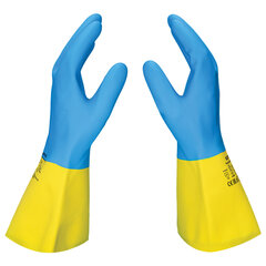 Перчатки латексно-неопреновые SCAFFA &laquo;Спектр&raquo;, КЩС-1, хлопчатобумажное напыление, размер 9, L (большой)