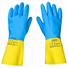 Перчатки латексно-неопреновые SCAFFA &laquo;Спектр&raquo;, КЩС-1, хлопчатобумажное напыление, размер 9, L (большой)
