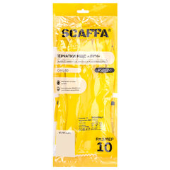 Перчатки латексные SCAFFA "Луч", КЩС-2, хлопчатобумажное напыление, размер 10, XL (очень большой), желтые