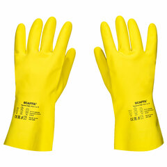 Перчатки латексные SCAFFA &laquo;Луч&raquo;, КЩС-2, хлопчатобумажное напыление, размер 9, L (большой), желтые