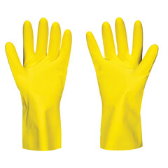 Перчатки латексные SCAFFA &laquo;Луч&raquo;, КЩС-2, хлопчатобумажное напыление, размер 9, L (большой), желтые