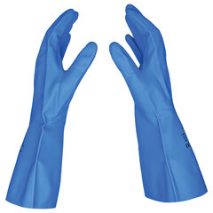 Перчатки нитриловые SCAFFA &laquo;Практик&raquo;, хлопчатобумажное напыление, КЩС-1, размер 11, XXL (экстра большой), синие
