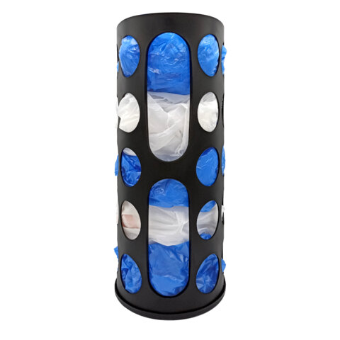 Корзина / диспенсер для хранения пакетов и бахил СРЕДНЯЯ 37х16х13 см, крючки-крепеж в комплекте, черная, LAIMA ULTRA, 701663