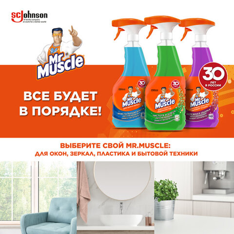 Средство для мытья стекол,пластика и бытовой техники 530мл МИСТЕР МУСКУЛ "Лаванда",распылитель,25607