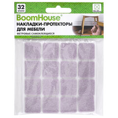 Накладки-протекторы для мебели ФЕТРОВЫЕ самоклеящиеся, 20&times;20 мм, бежевые, КОМПЛЕКТ 32 шт, BOOMHOUSE (БУМХАУС), 701818