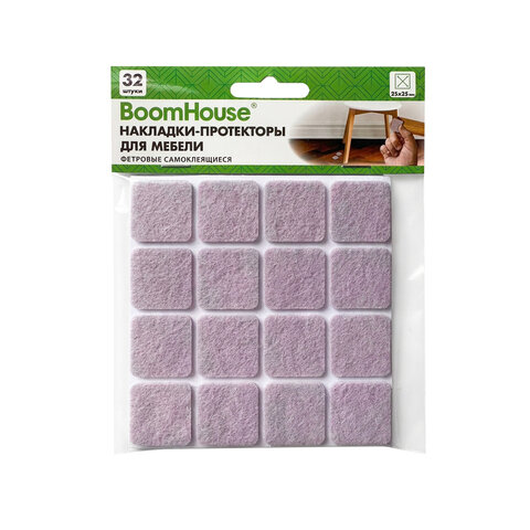 Накладки-протекторы для мебели ФЕТР самоклеящиеся, 25х25мм, бежевые, КОМПЛЕКТ 32 шт, BOOMHOUSE (БУМХАУС), 701822