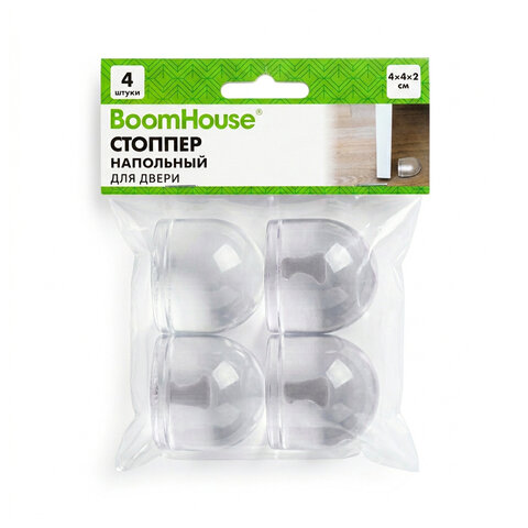 Стоппер напольный прозрачный, ограничитель для двери КОМПЛЕКТ 3+1 шт., BOOMHOUSE (БУМХАУС), 701844