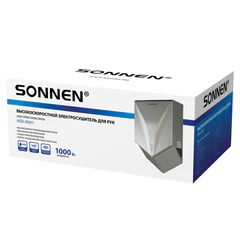 Сушилка для рук ВЫСОКОСКОРОСТНАЯ SONNEN HSD-A1011, 1000 Вт, 90 м/<wbr/>с, IPX4, пластик, серебристая, 701867