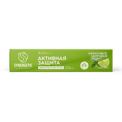 Зубная паста 100 г, SYNERGETIC "Активная защита", лайм и мята, без фтора