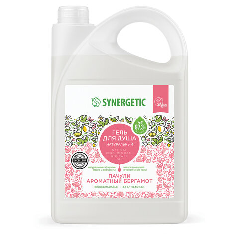 Гель для душа 3,5л SYNERGETIC "Пачули и ароматный бергамот" натуральный, биоразлагаемый, ш/к 54939