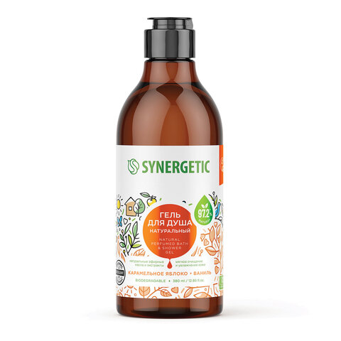 Гель для душа 380мл SYNERGETIC "Карамельное яблоко и ваниль" натуральный, биоразлагаемый, ш/к 51457