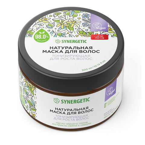 Маска для волос 300мл SYNERGETIC "Тонизирующая для роста волос", натуральная, ш/к 54199